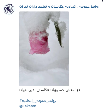 عکاس جهانبخش خسرویان عکاسی امین جشنواره عکس زمستانی 1396 اتحادیه عکاسان و فیلمبرداران تهران